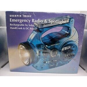 Vintage SHARPER IMAGE Emergency RADIO SPOTLIGHT (model YW631) Hand Crank Power